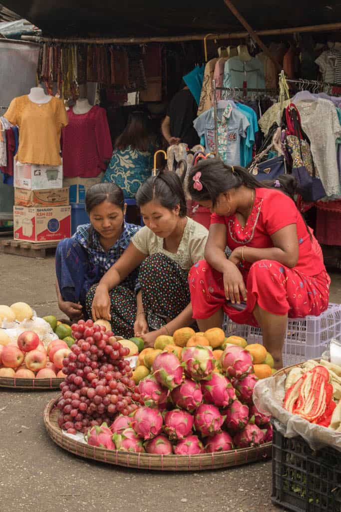 Theingyi Market vendors in yangon myanmar