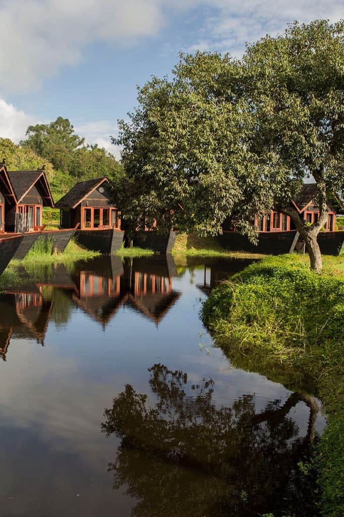 a beautiful scenery of pristine lotus spa resort in inle lake