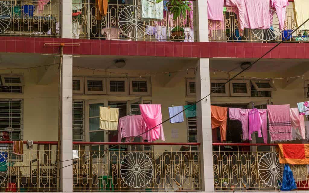 colorful laundry in nunnery myanmar