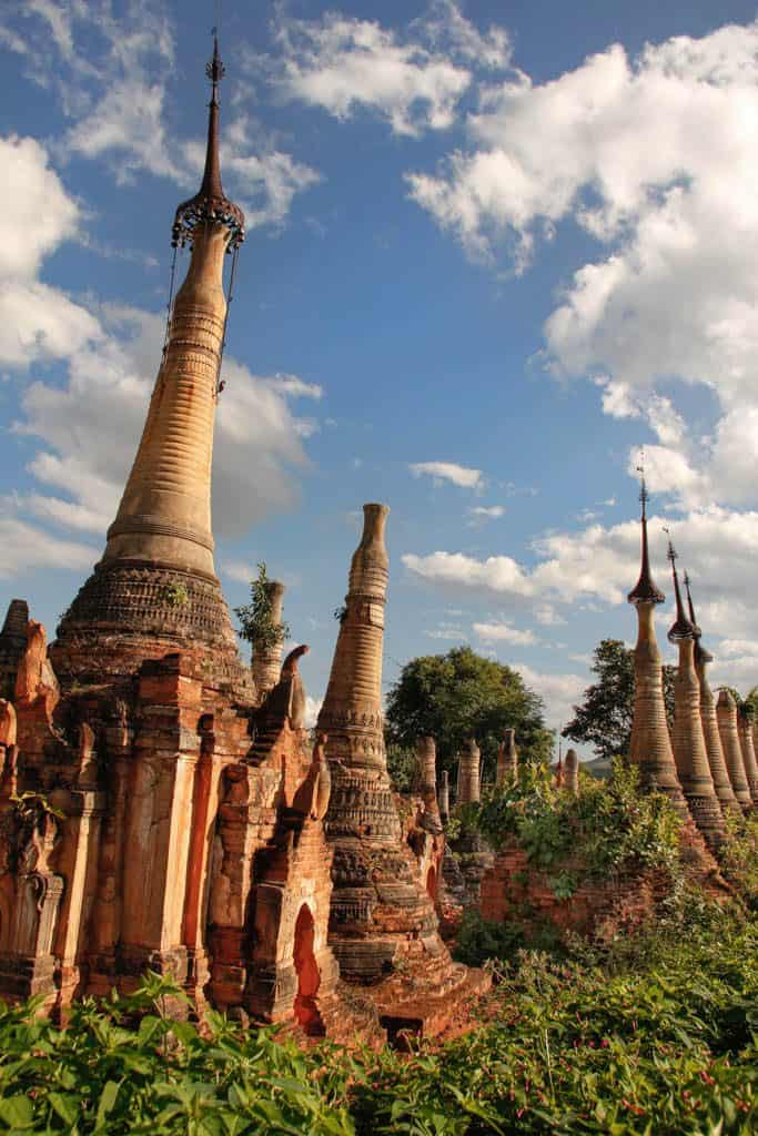 ancient pagoda in inle lake myanmar
