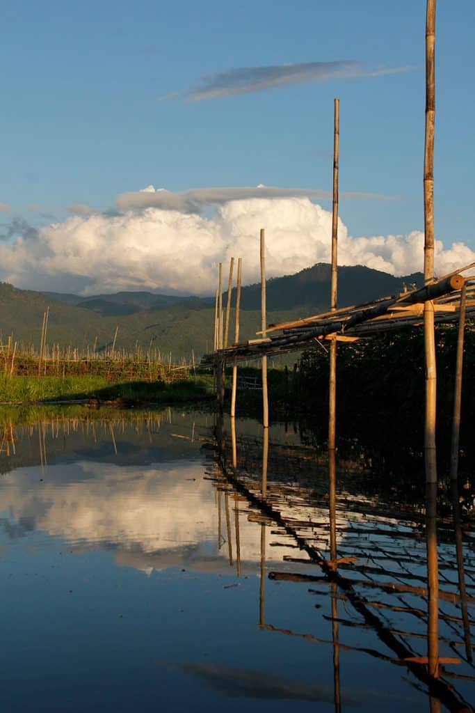 floatig gardens in inle lake Myanmar