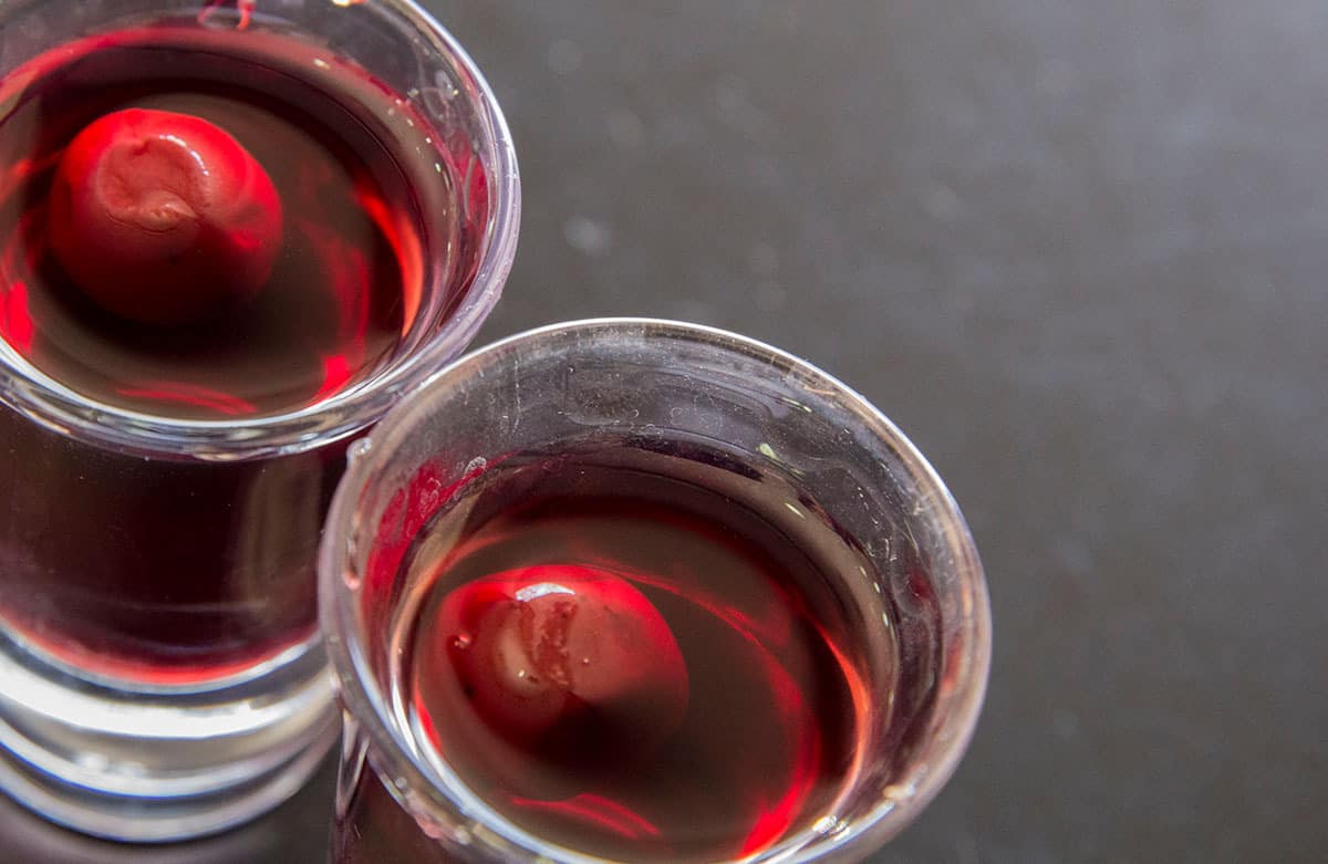 two glass of Portuguese cherry liguor