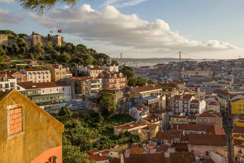 sunset om LIsbon from Miradouro da Graça