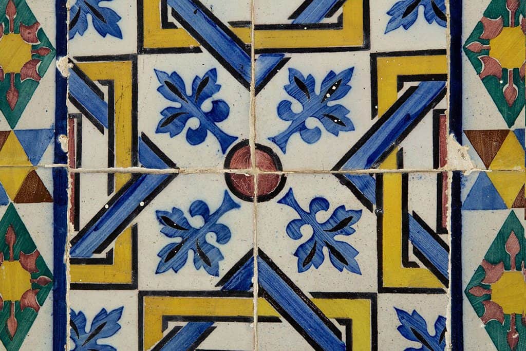 blue and yellow azulejo tiles