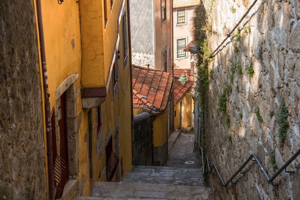 Barredo stairs is colorful alleys in Porto