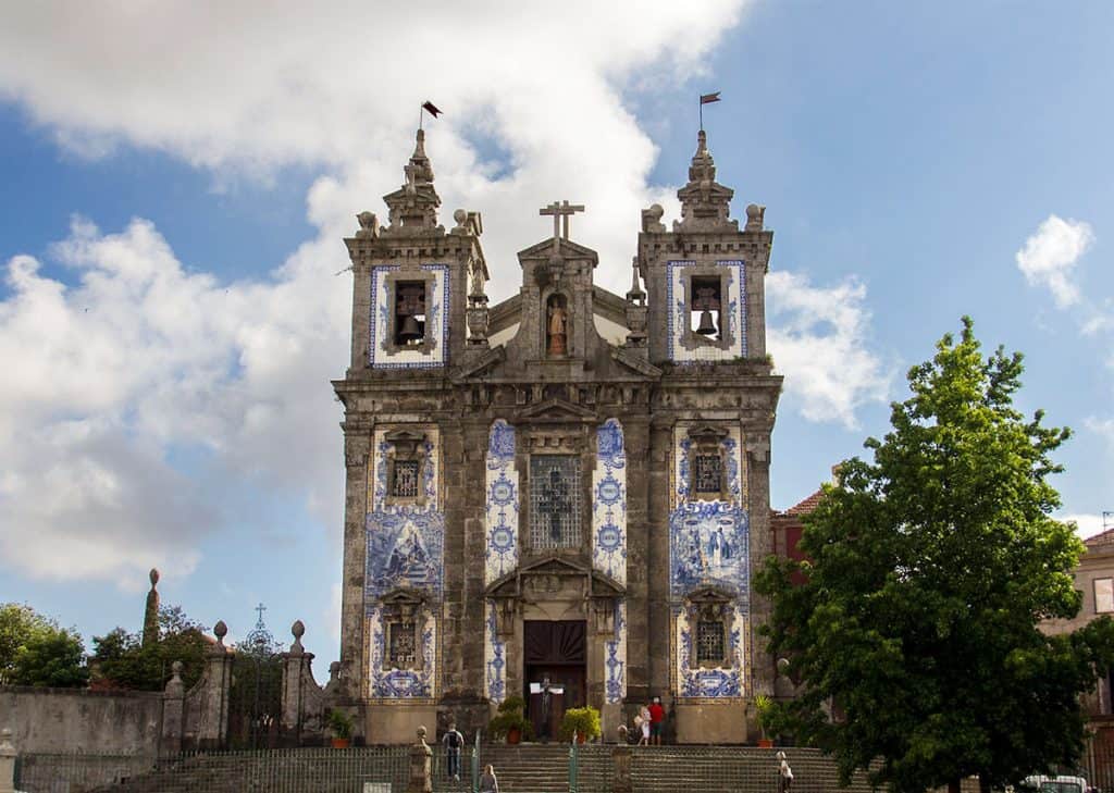 azulejo tiles on a church in Porto
