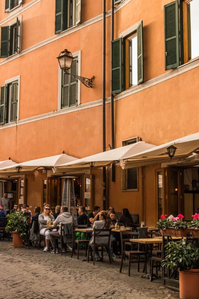 people enjoying a nice evening in Rome