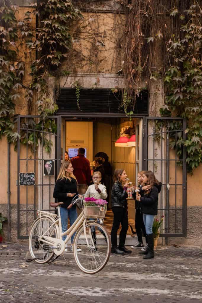 girls eating ice cream in Rome