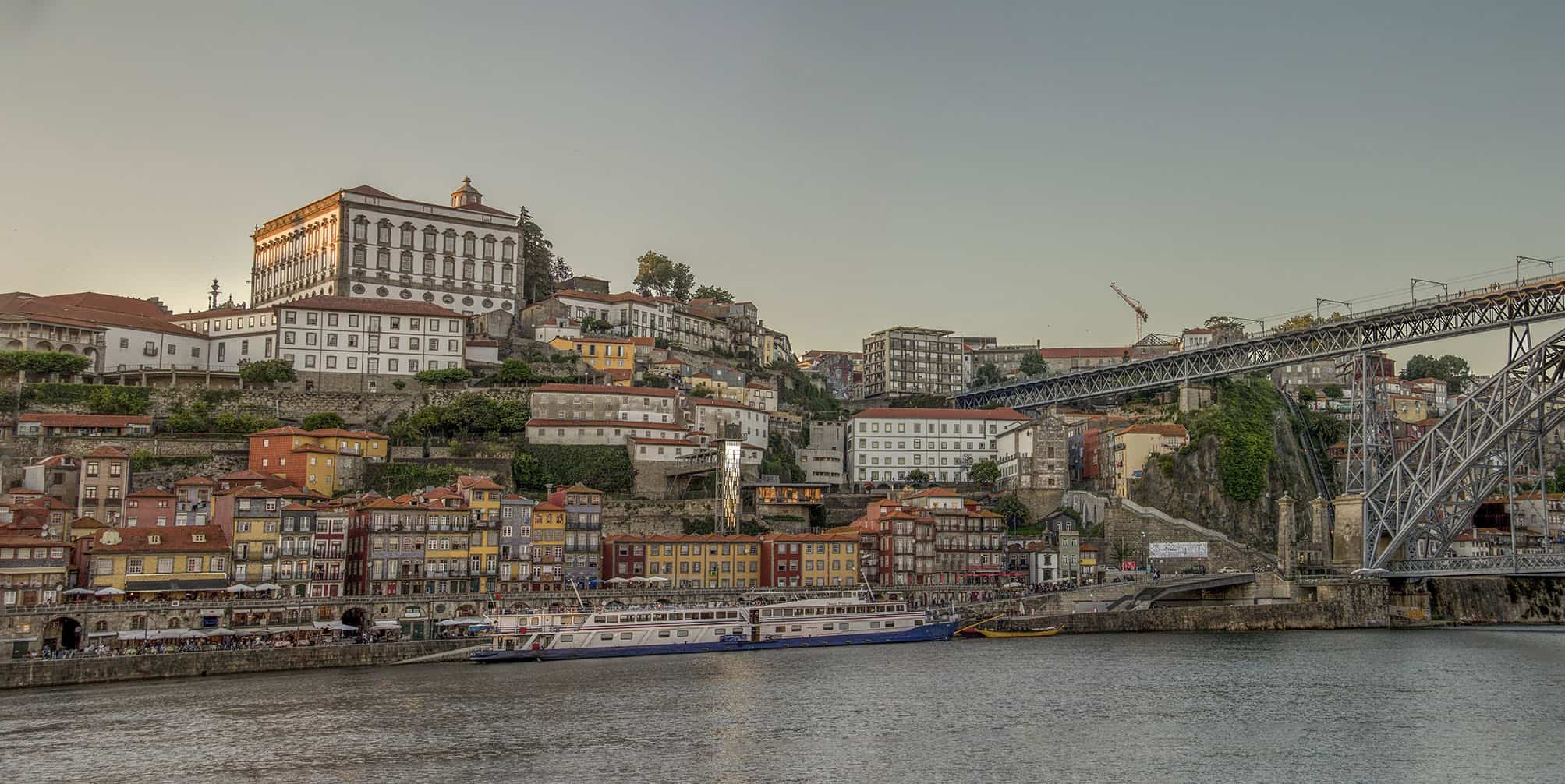 Colorful houses of Ribeira neighborhood in Porto