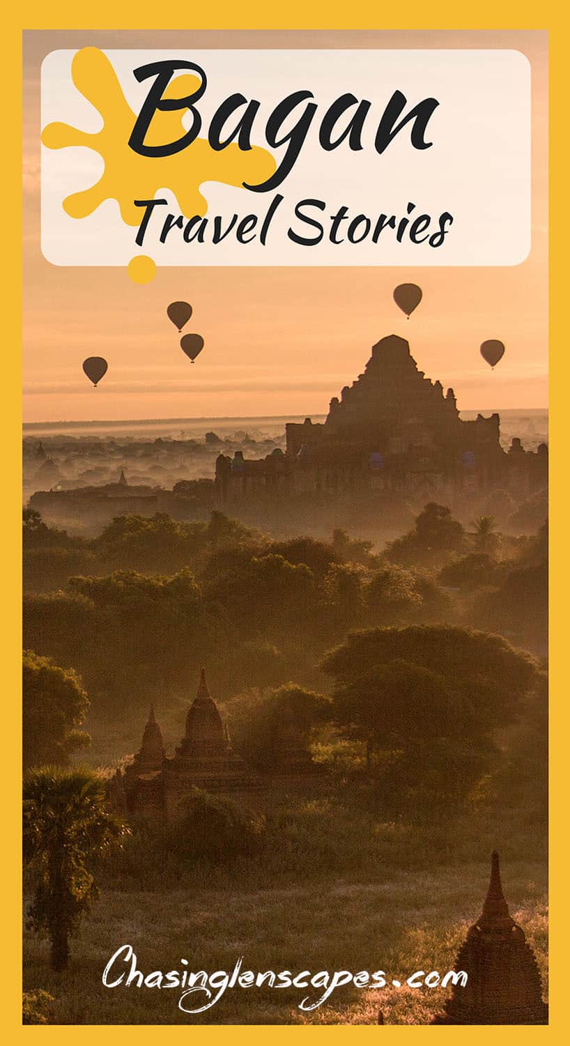 Hot air balloons over the temples of Bagan at sunrise