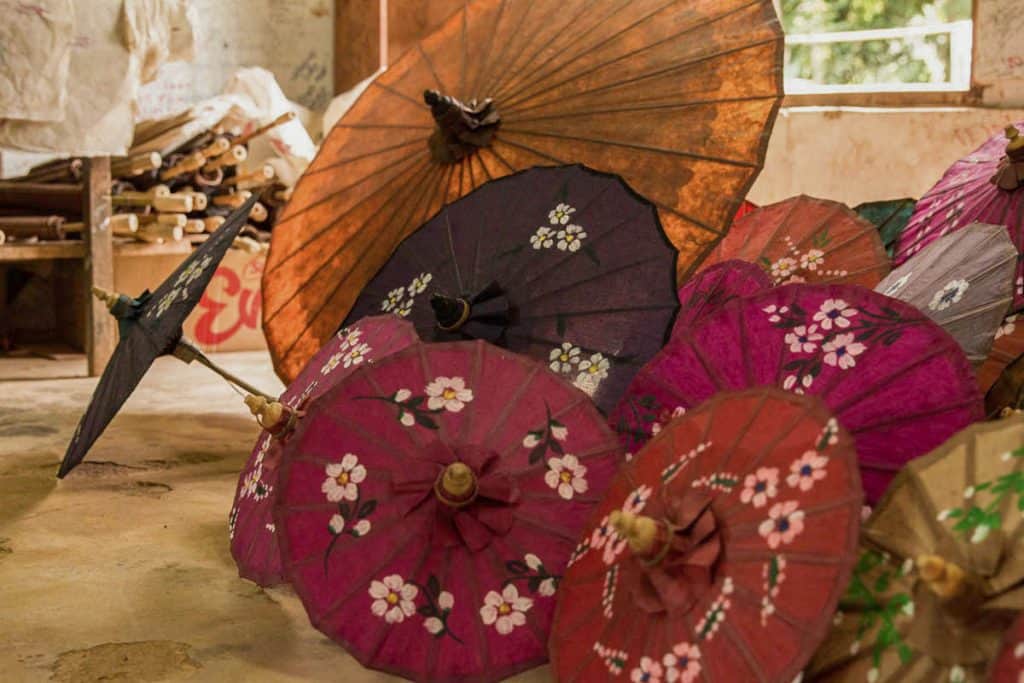 myanmar colorful paper umbrellas