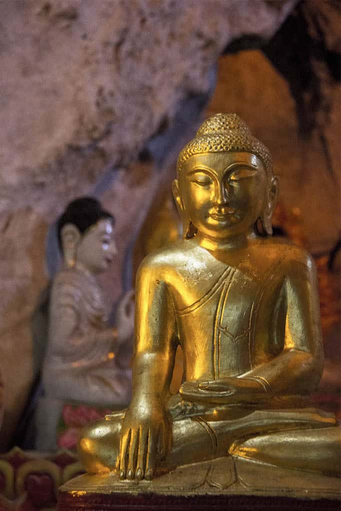 gold Buddha in pindaya cave myanmar