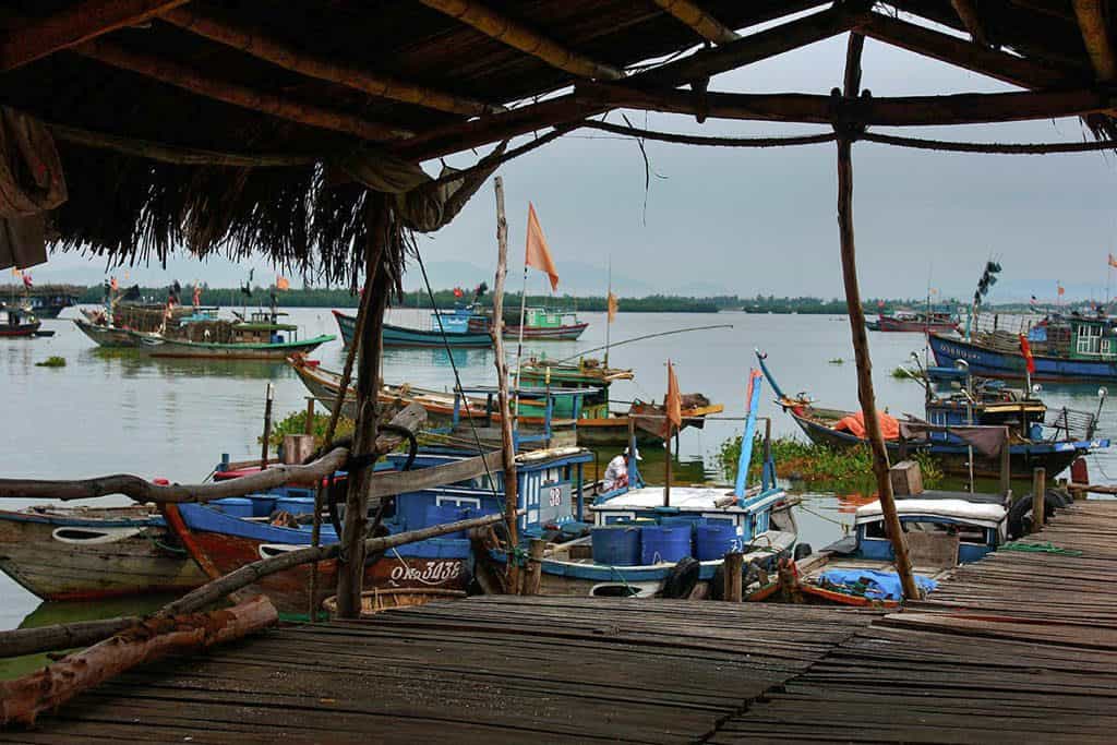 fishing boats in Vietnamese village