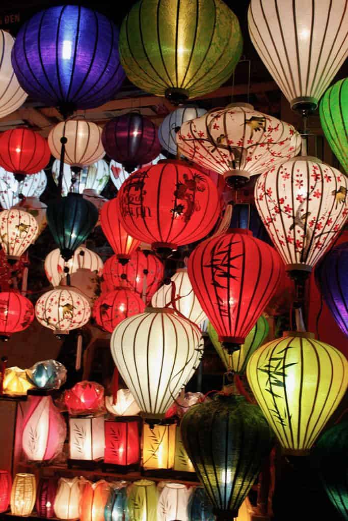 colorful lanterns at night