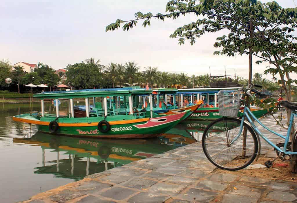 colorful boats on the Thu Bon river