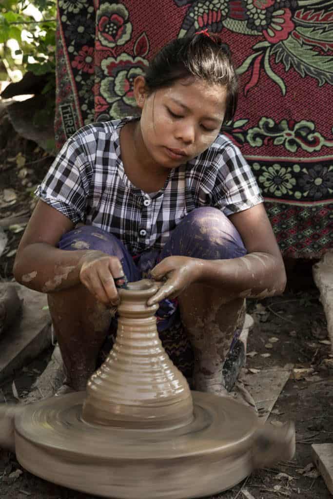 making clay vases in myanmar burma