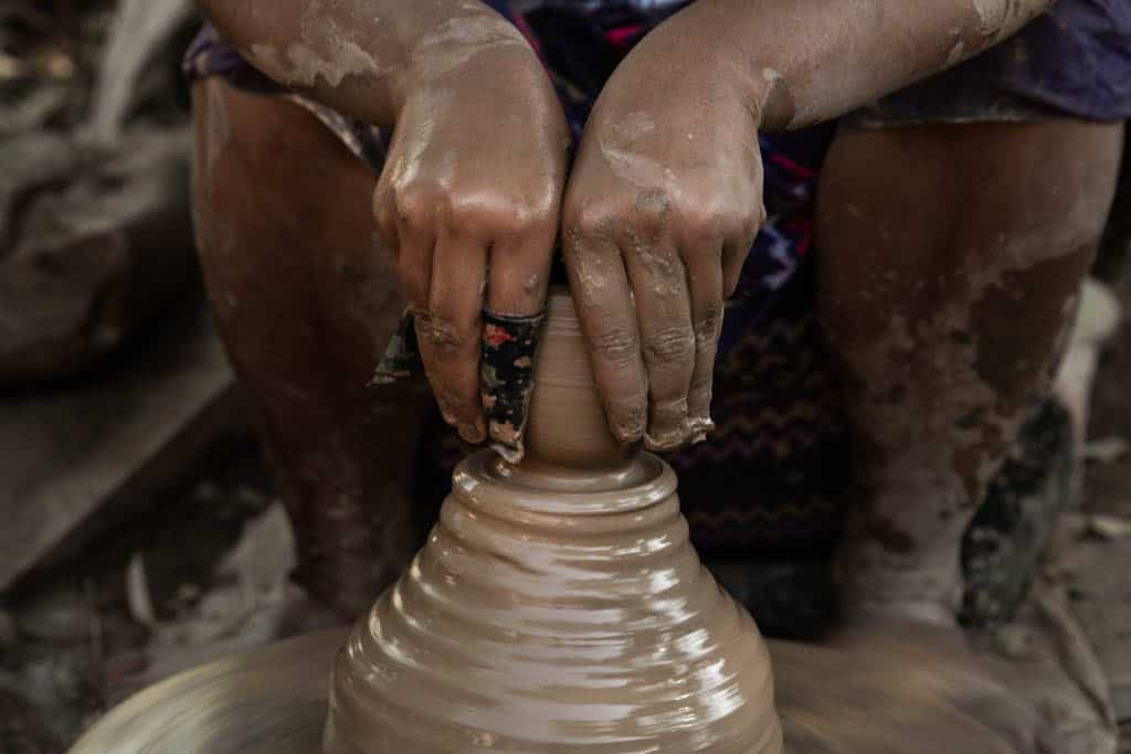 making clay vases in myanmar burma