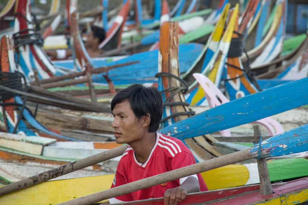 colorful boats in Amarapura myanmar burma