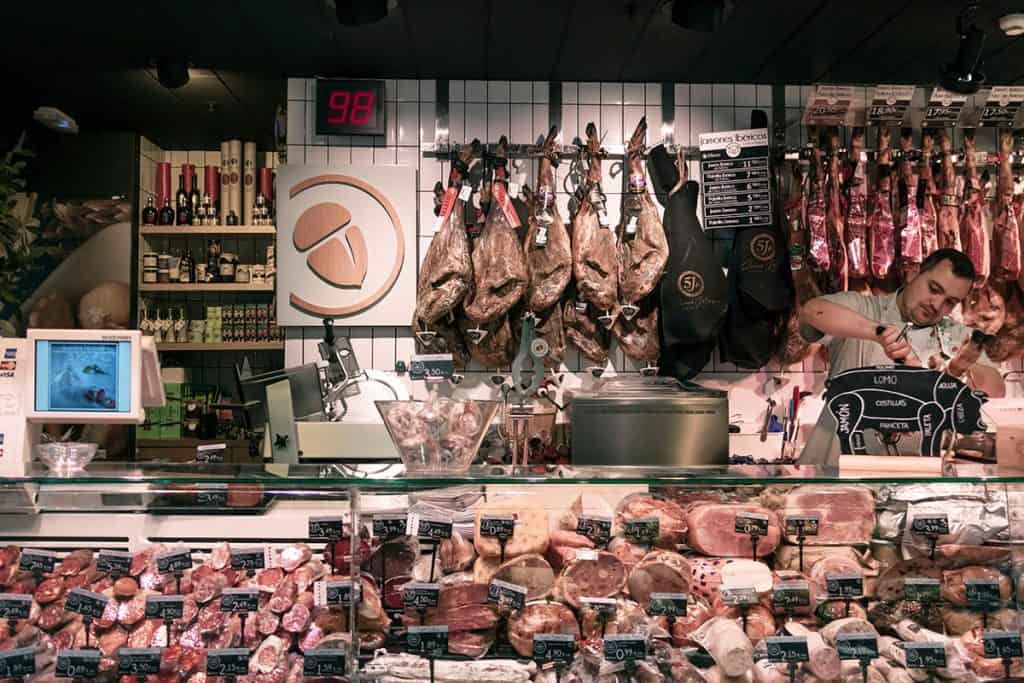 meat stall in the market