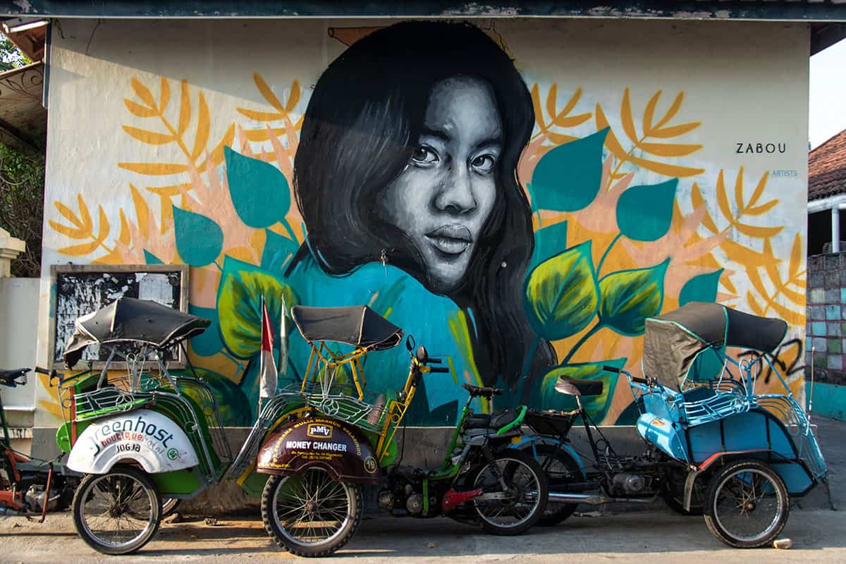 colorful mural in yogyakarta