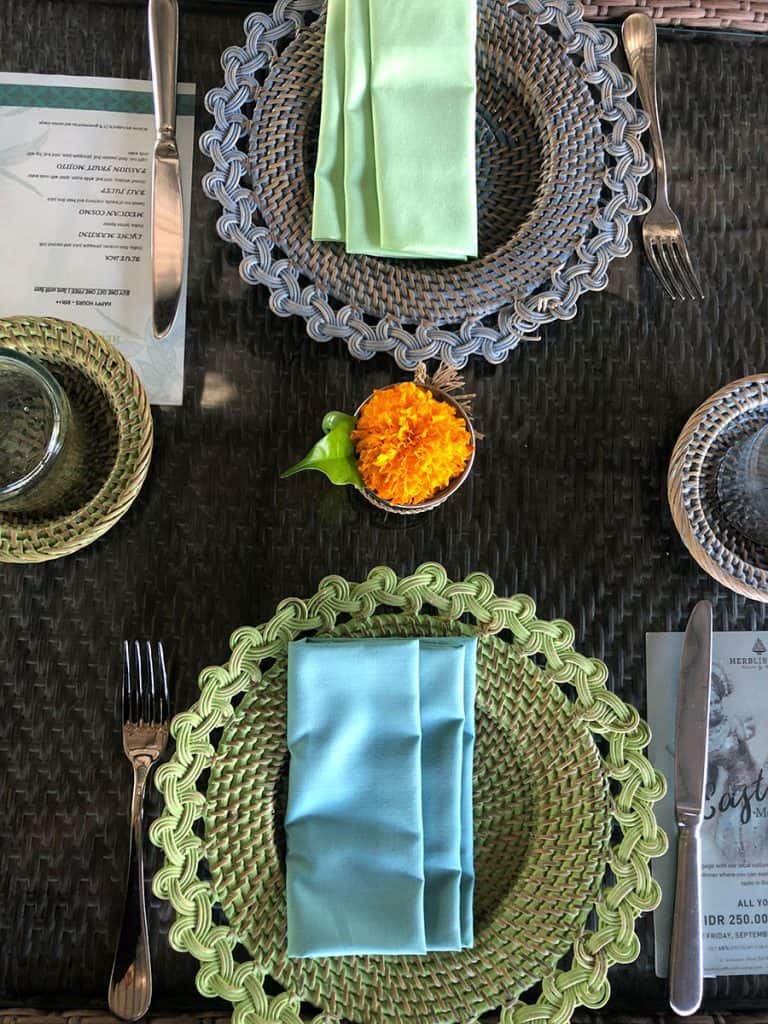 colorful table setting in Bali