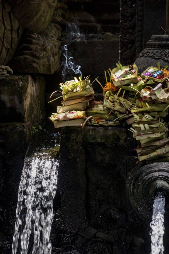 baskets of offering in bali's temples