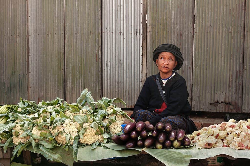 a Burmese vendor in one of Myanmar's markets