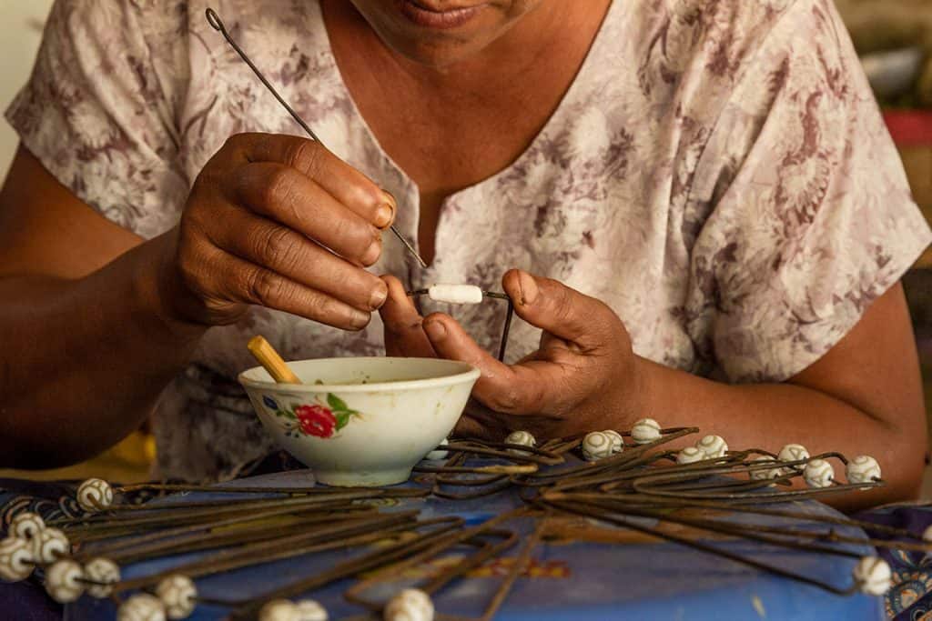 making beads from petrified wood in myanmar