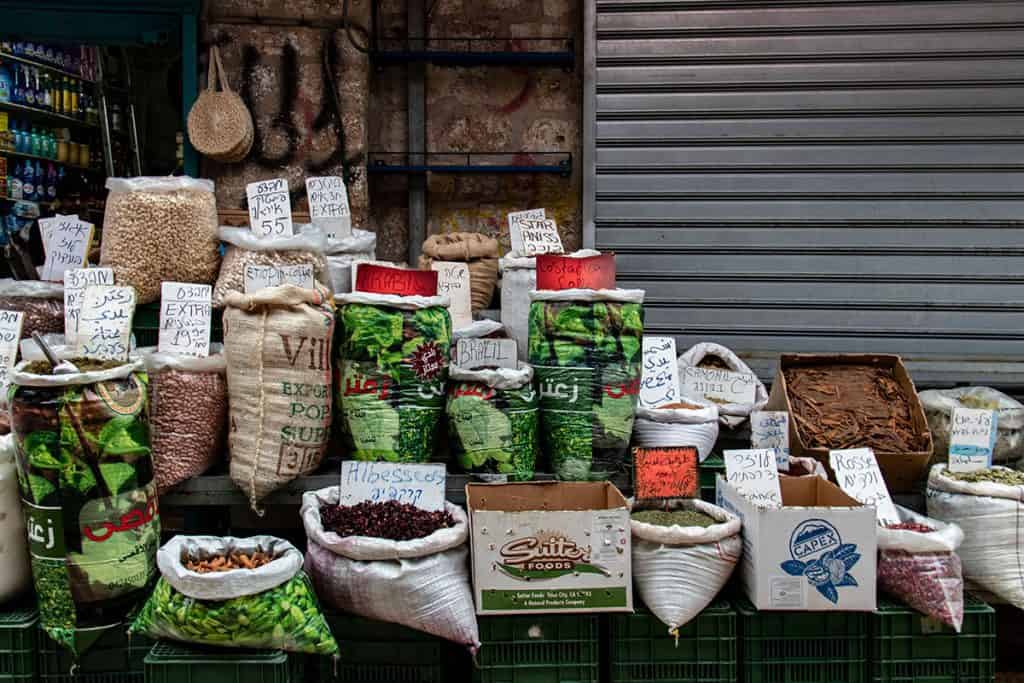 market bags full of products at Akko