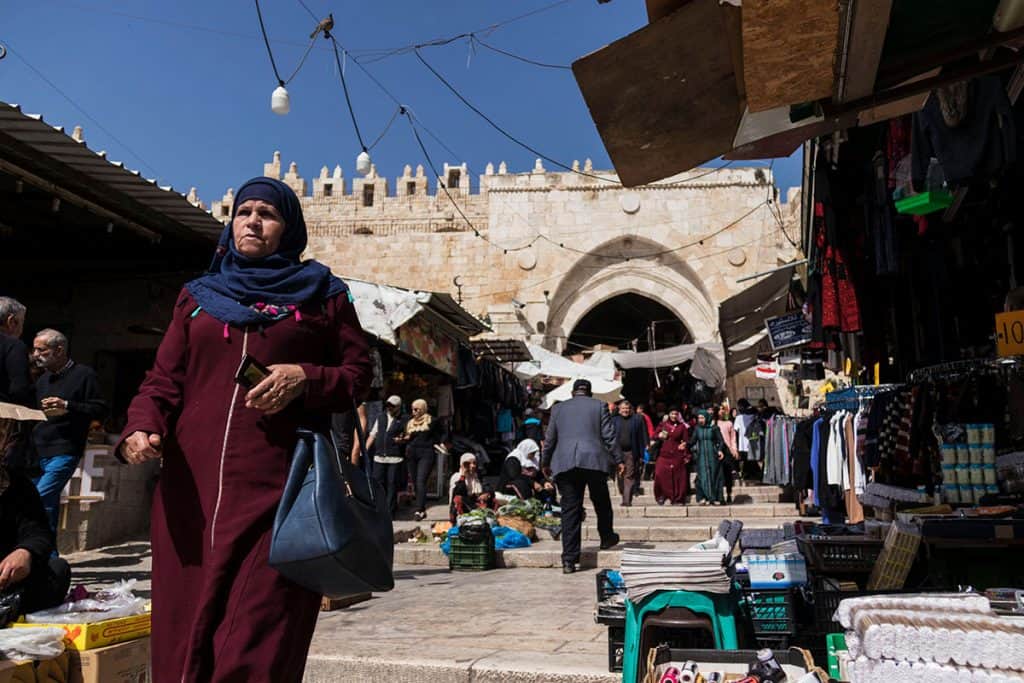 Woman in the market of the Muslim Quarter in Jerusalem