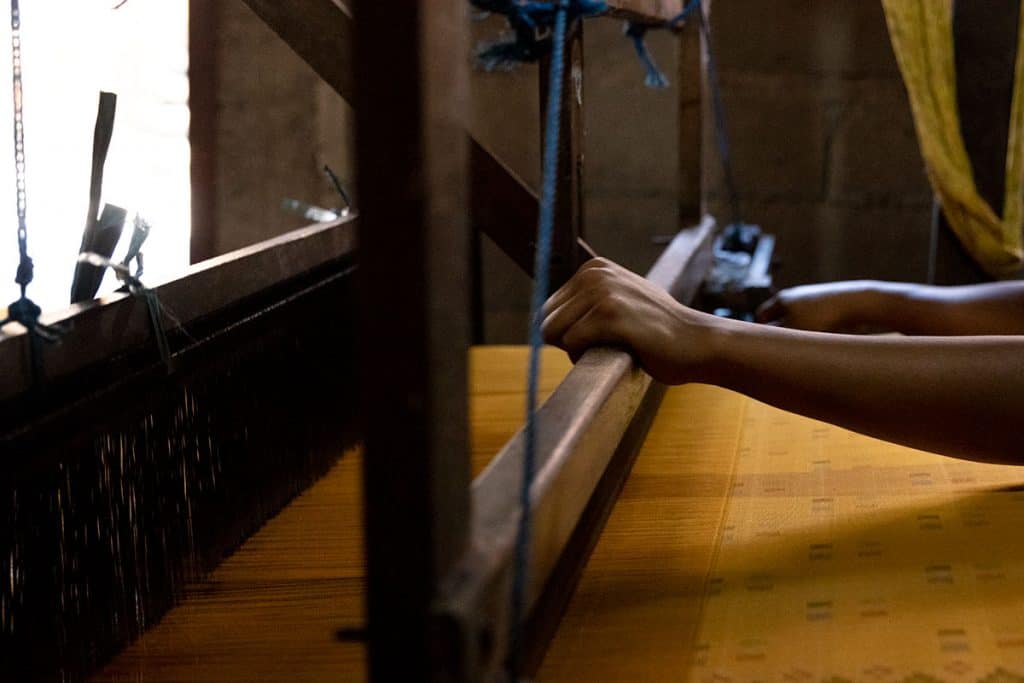Ikat weaving technique in Sidemen Bali