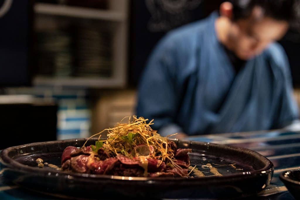 beef tataki in one of the best restaurants in Singapore