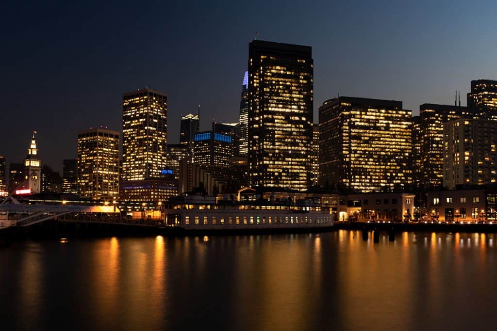 Financial District in San Francisco at night