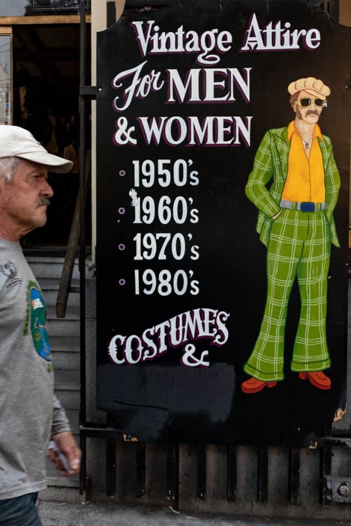A man near a second-hand shop in San Francisco