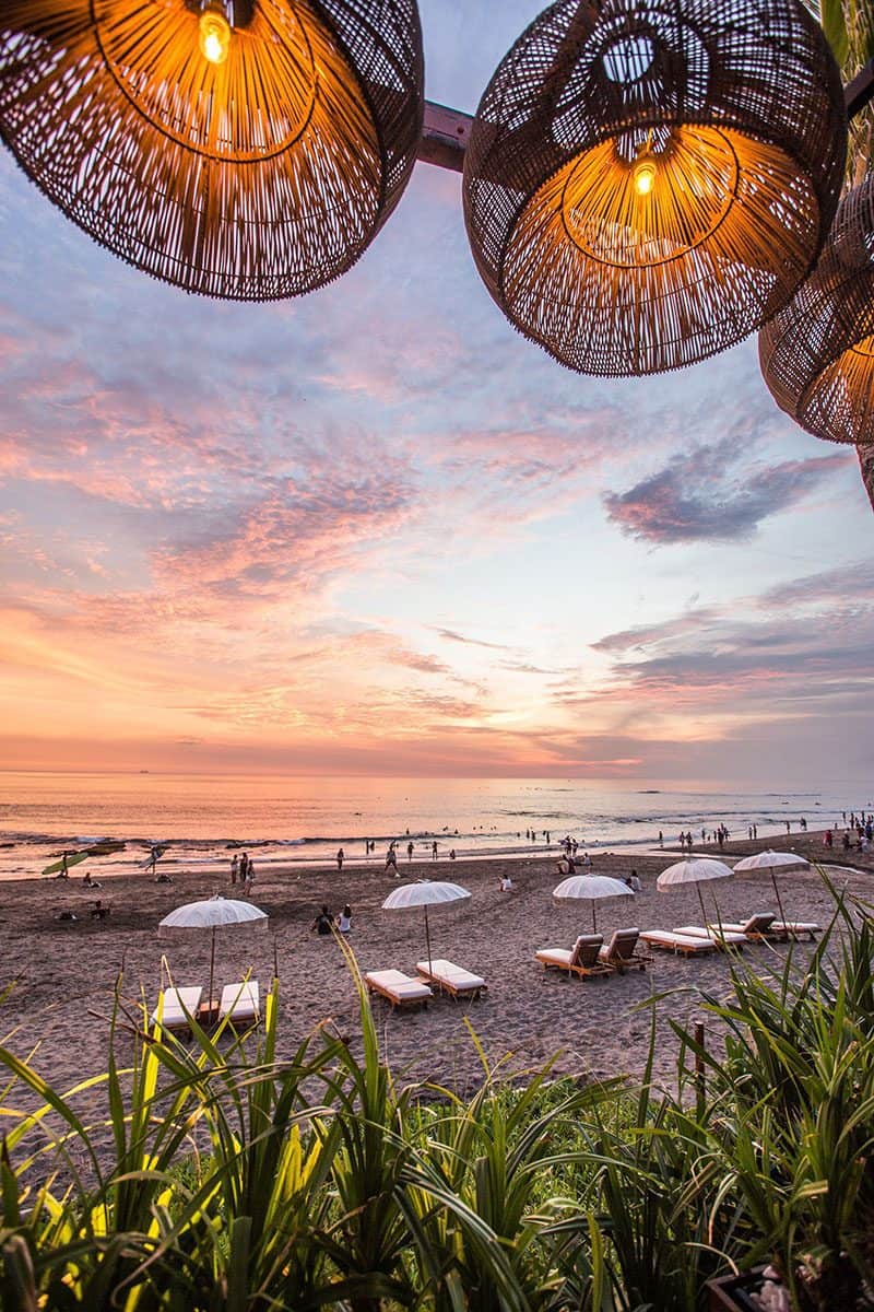 A view of a beach from a beach bar in Bali