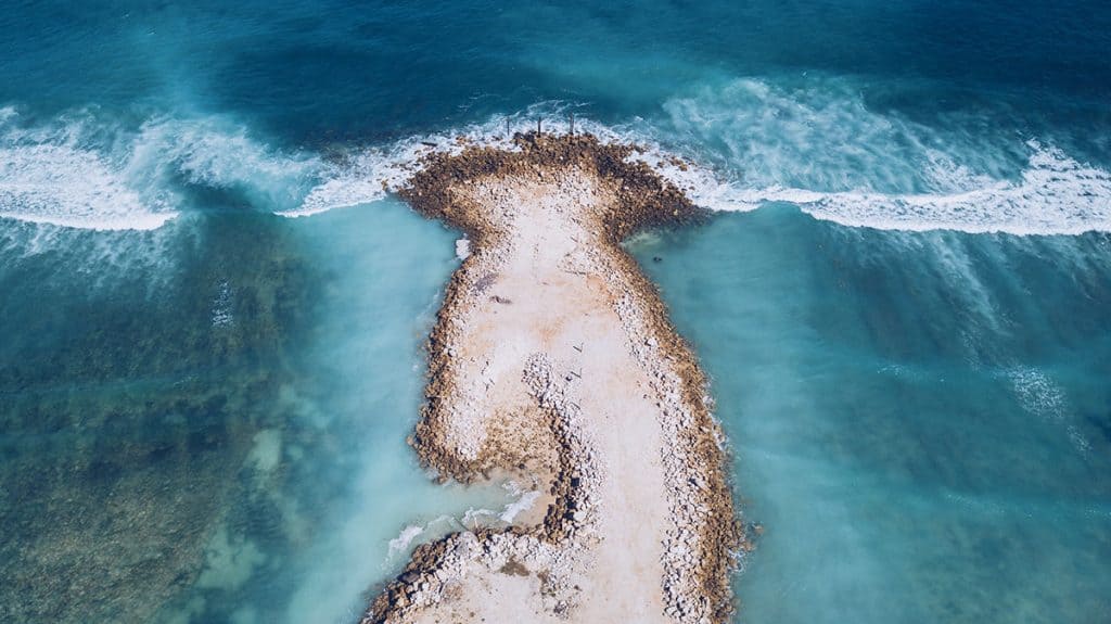 A picture from a drone of Green Bowl Beach