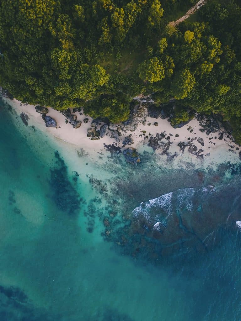 Bird's eye angle of the best beaches in Bali