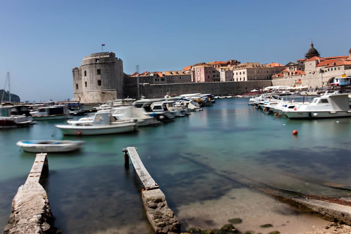 The old port of Dubrovnik at day light