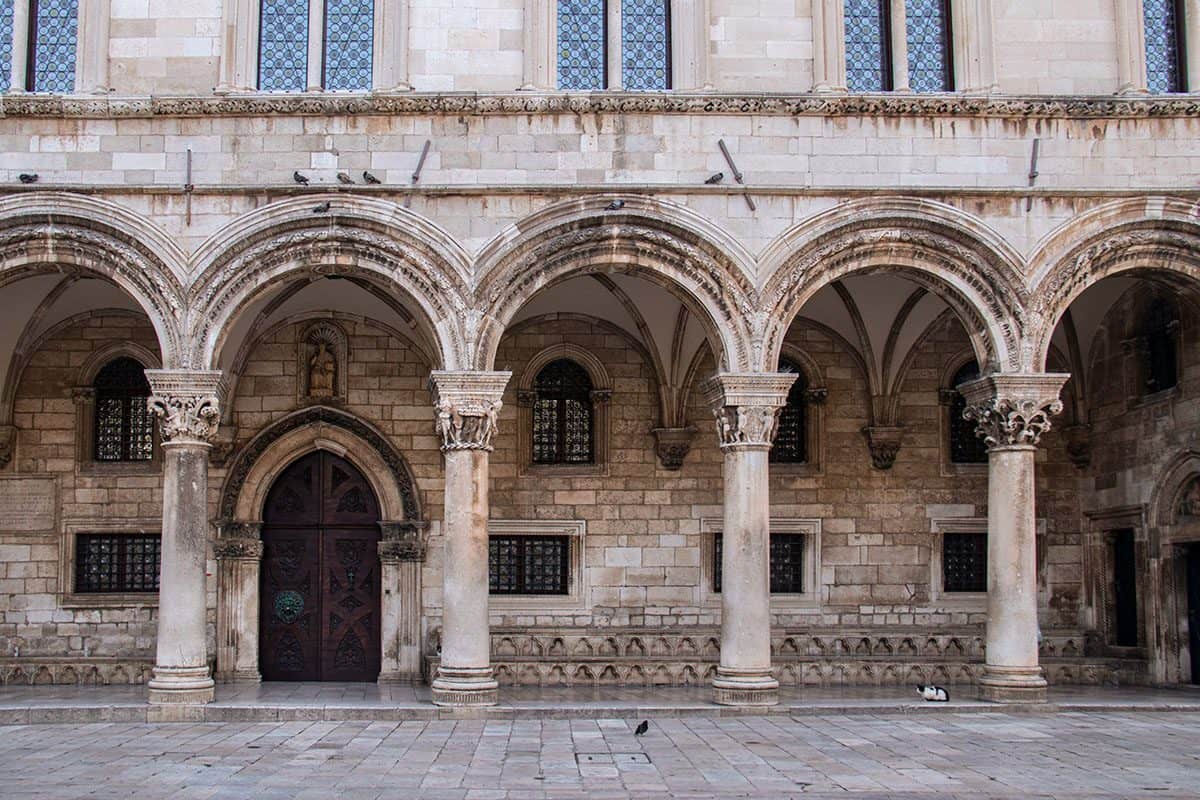 Decorated facade of the Rector's Palace in Dubrovnik