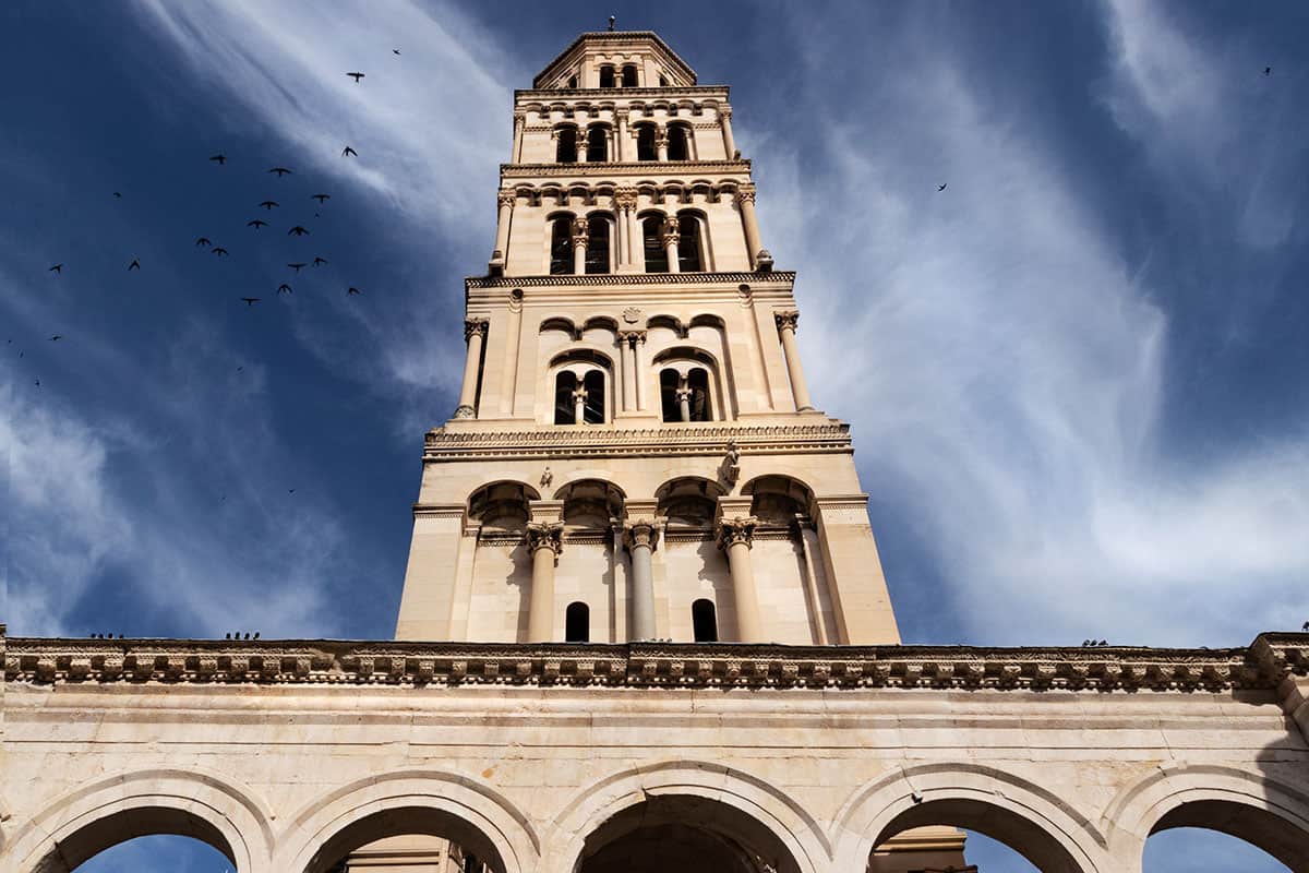 Decorated bell tower of Cathedral of Saint Domnius in Split Croatia