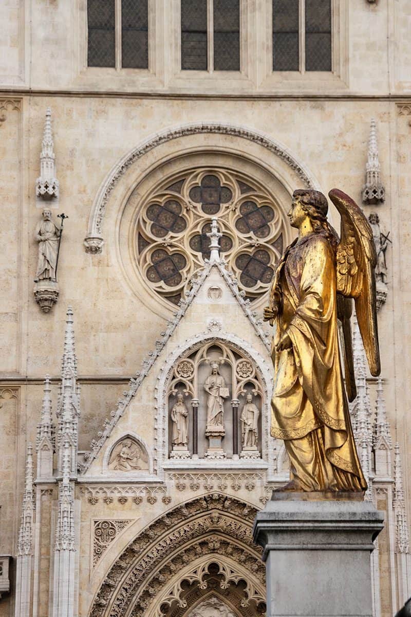 Golden Statues in Zagreb's Cathedral in Croatia