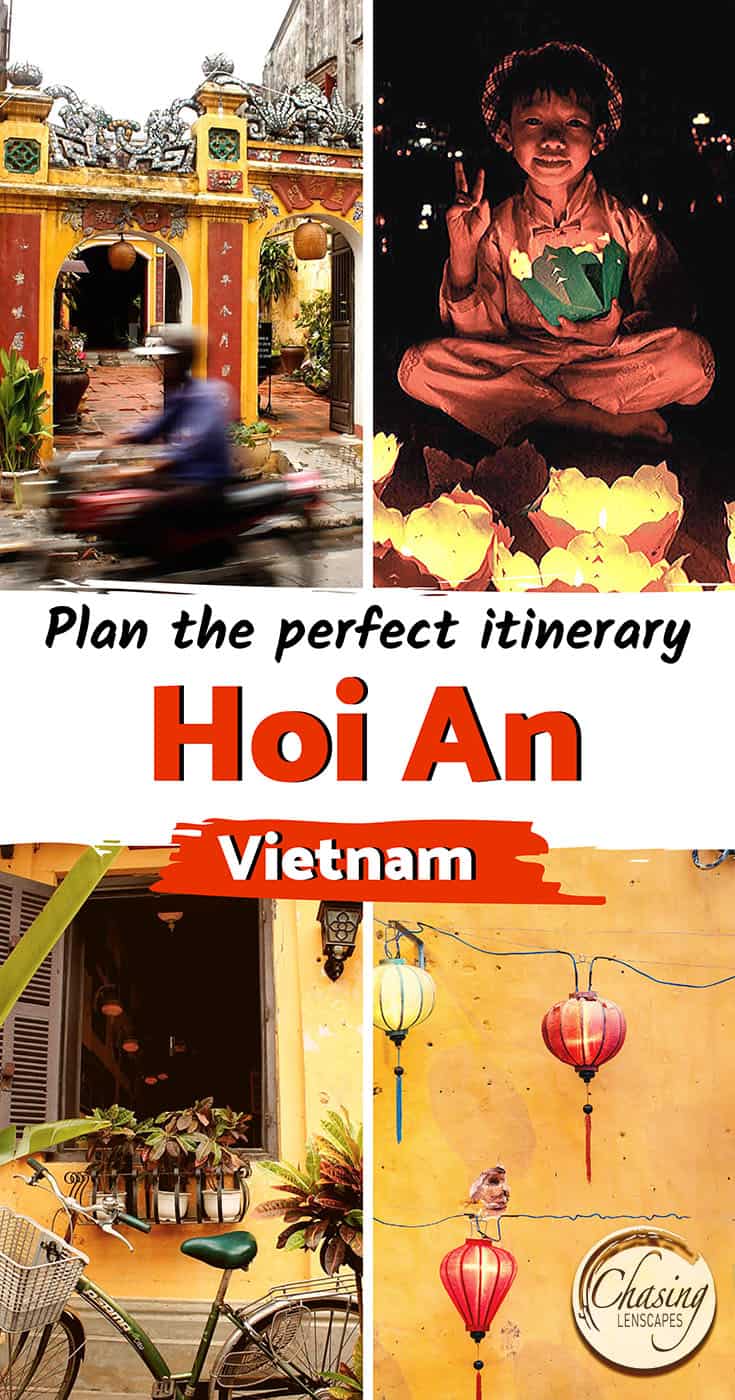 Colorful lanterns and streets in Hoi An Vietnam