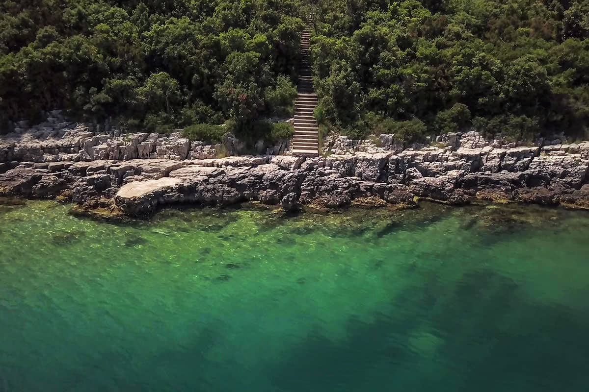 A rocky beach in Istria Croatia