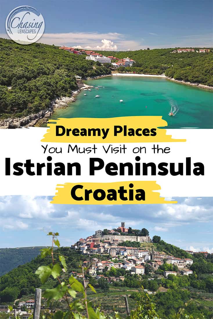 Adriatic Sea and Motovun in Istria Croatia 