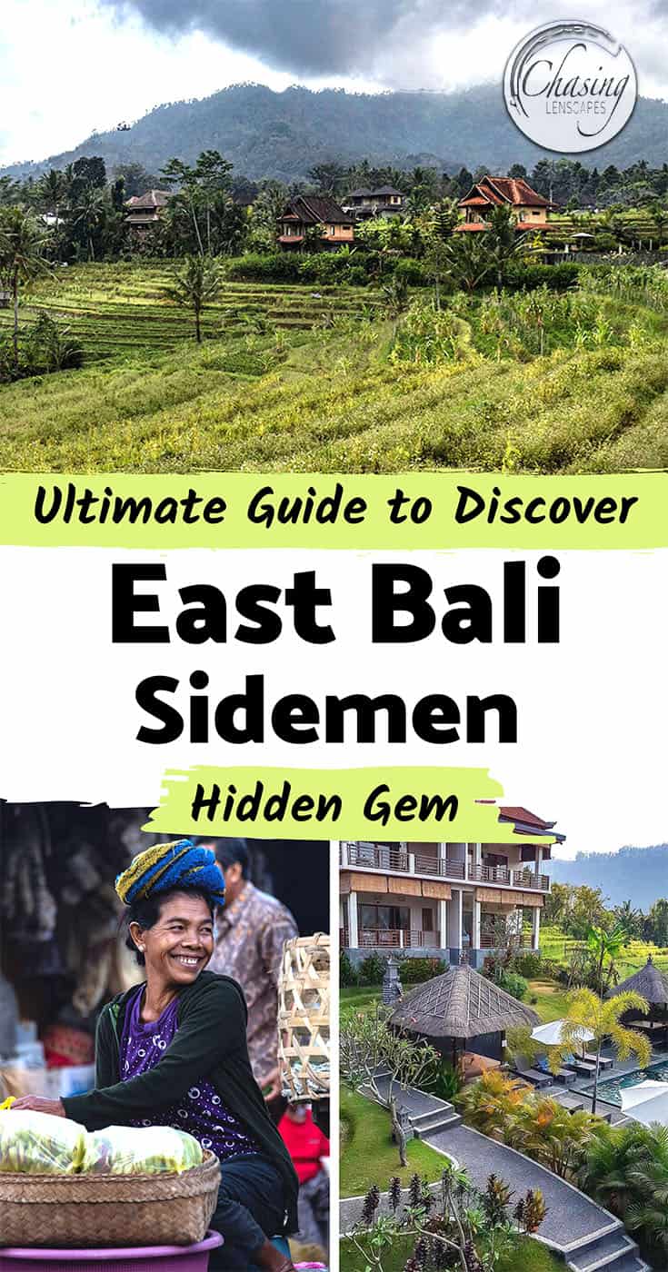 Sidemen Bali rice fields, hotel and market