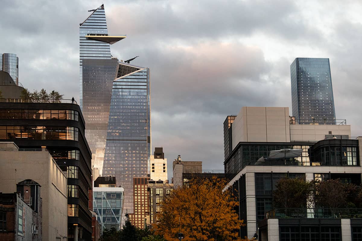 Sunset colors on the Hudson Yards in Manhattan