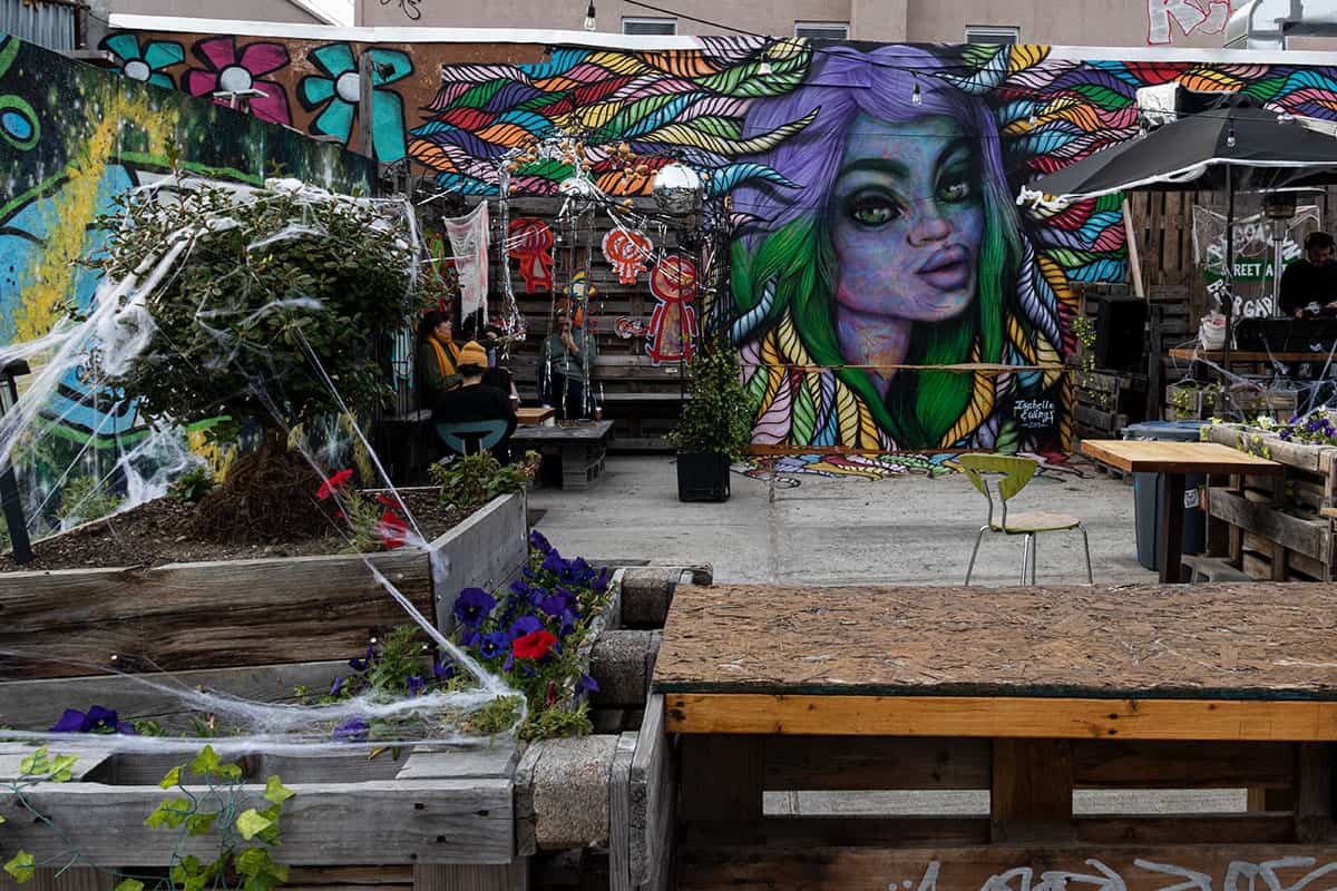 Colorful beer bar in Bushwick Brooklyn NYC