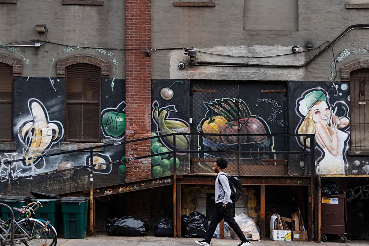 A colorful wall in Bushwick Brooklyn NYC