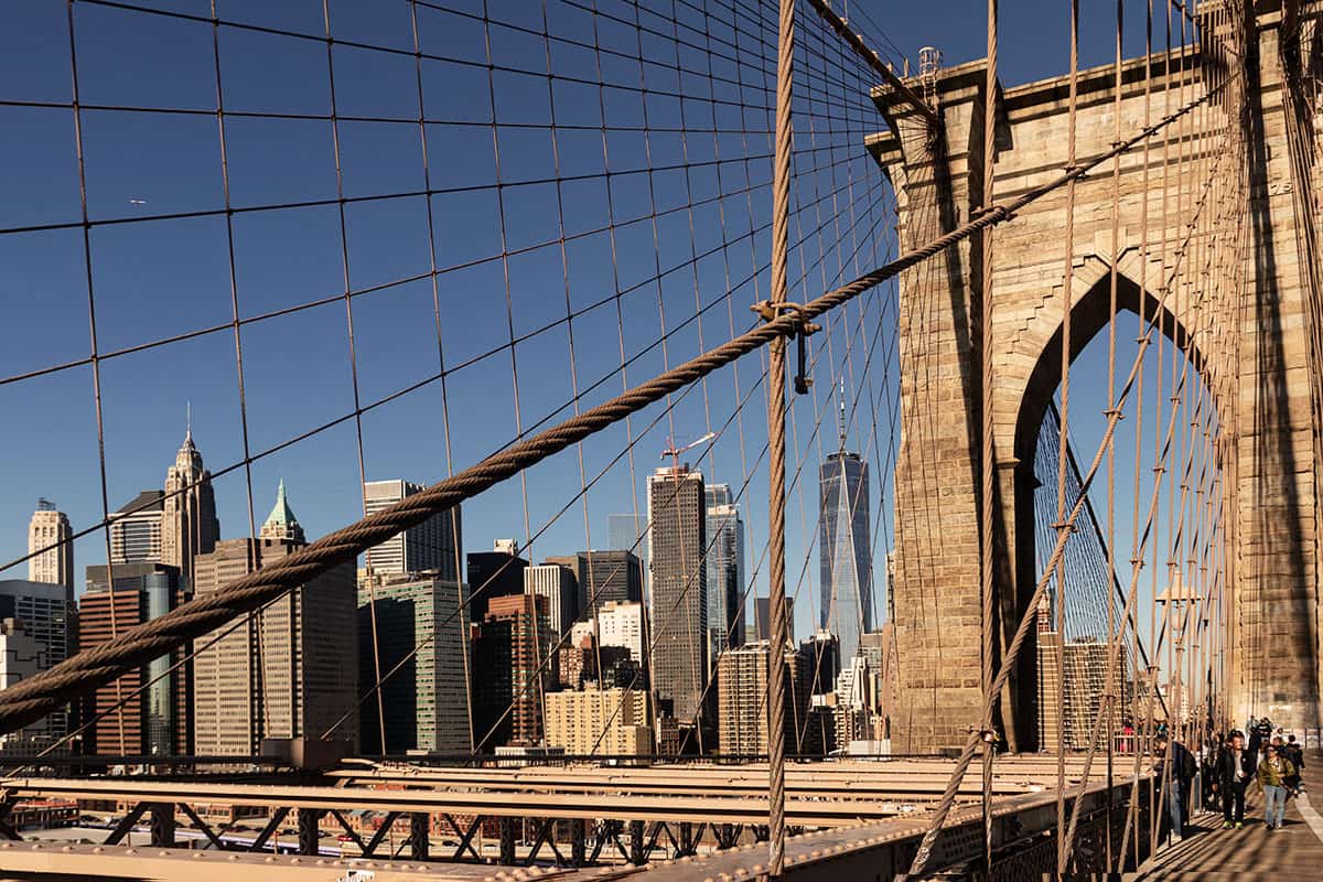 Brooklyn bridge View on Manhattan new york city