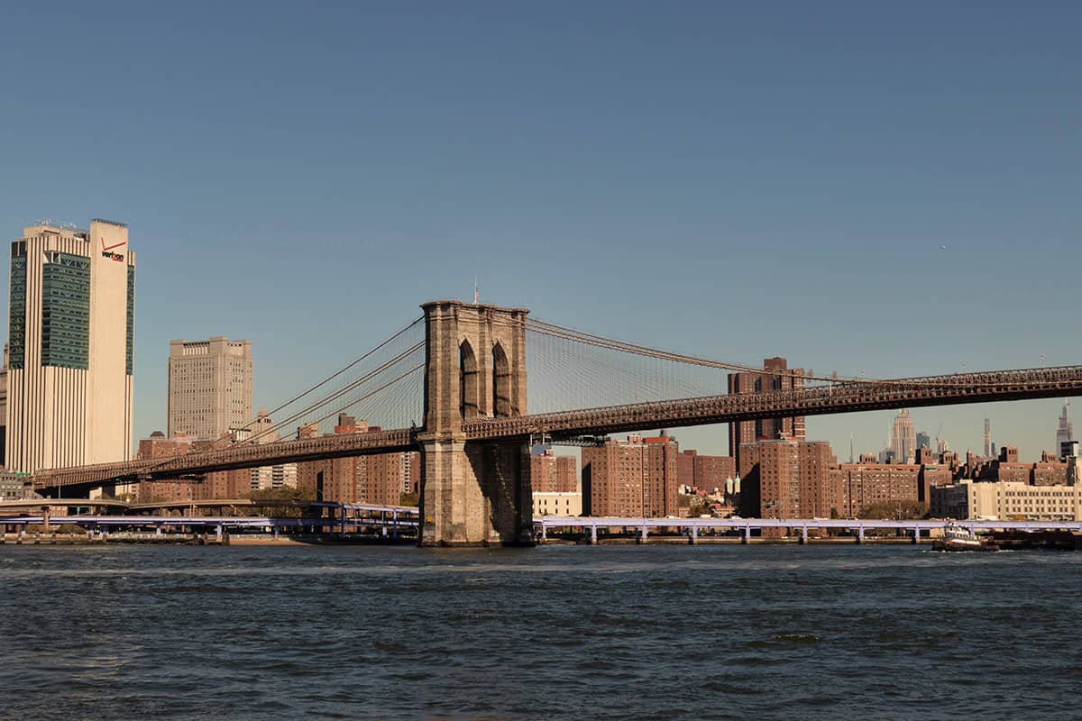 Brooklyn bridge view from Brooklyn Heights park New York